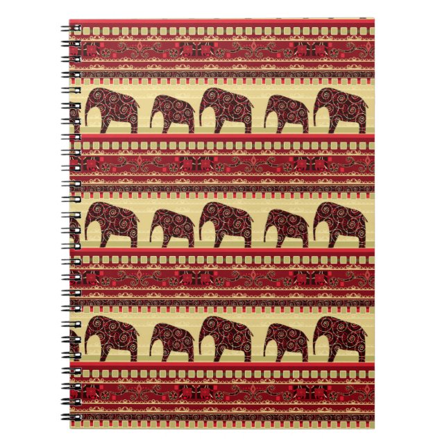 Carnet Ethno design elephants ornemental (Devant)