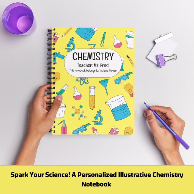 Carnet Étincelle Ta Science ! UNE CHIMIE personnalisée (Spark Your Science! A Personalized CHEMISTRY  Yellow Notebook)