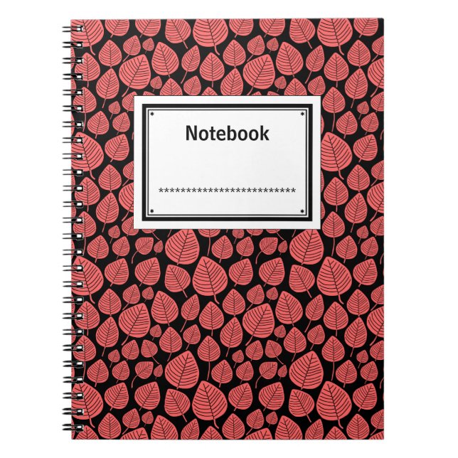 Carnet Étiqueté - rose tropicale sur noir (Devant)