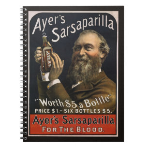 Carnet Étiquette de produit vintage, boisson Sarsaparilla
