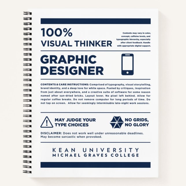 Carnet Étiquette de soin de conception graphique Kean MGC (Devant)