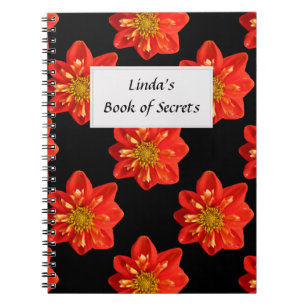 Carnet Étiquette orange des textes de fleur de dahlia de