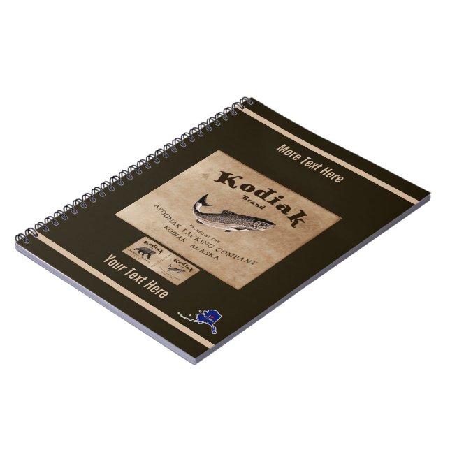 Carnet Étiquette Saumon vintage Kodiak (Poisson) (Côté gauche)