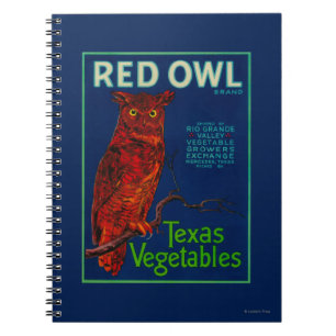 Carnet Étiquette végétal de hibou rouge