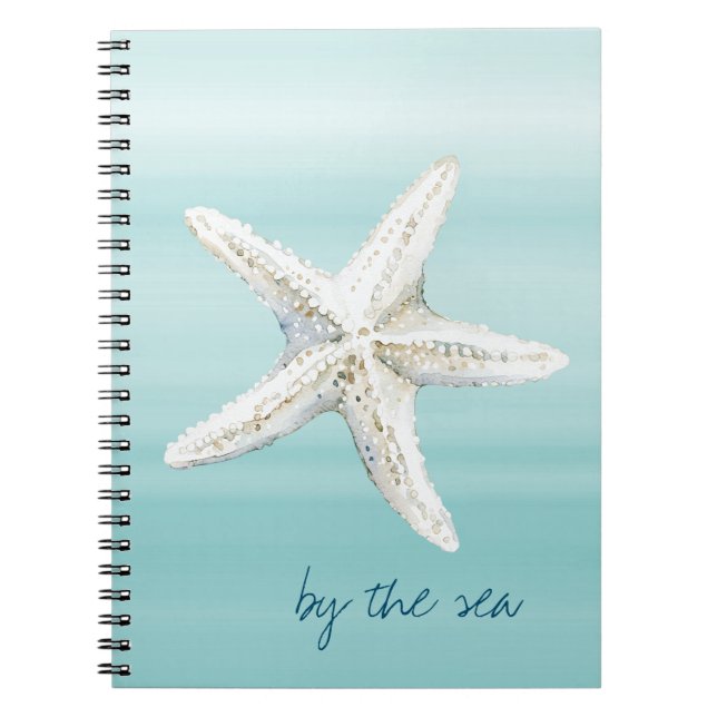 Carnet Étoile de mer bleu aqua blanc       (Devant)