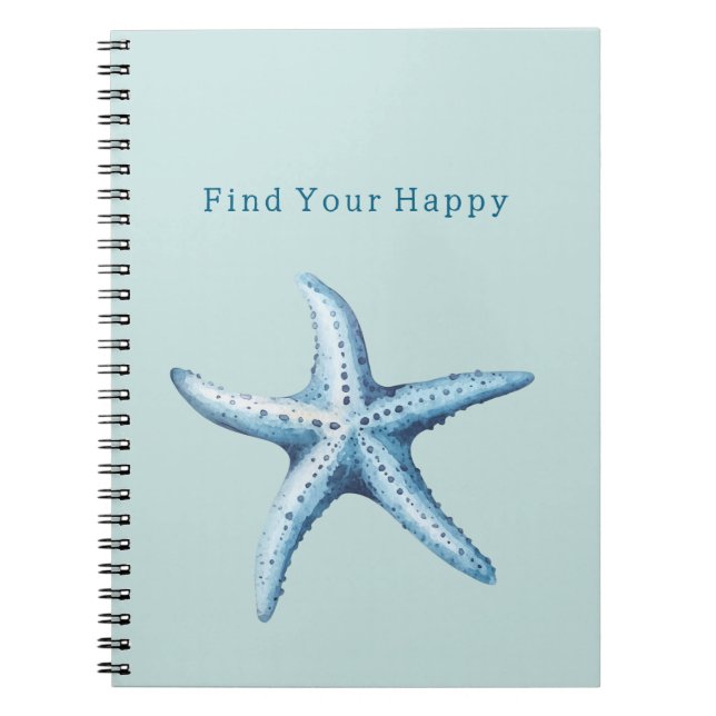 Carnet Étoile de mer bleue Mint Trouvez votre bonheur (Devant)