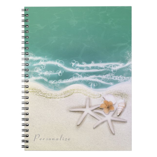 Carnet Étoile de mer sur la plage Eau de mer sarcelle Élé (Devant)