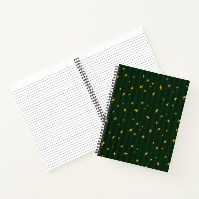 Carnet Étoile de Noël verte jaune rayée de vacances  (Intérieur)