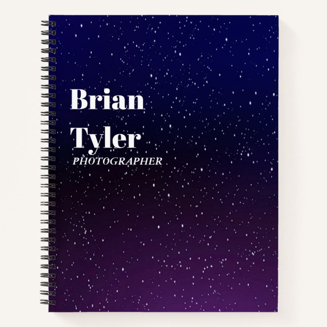 Carnet Étoiles blanches bleues nuit ciel (Devant)