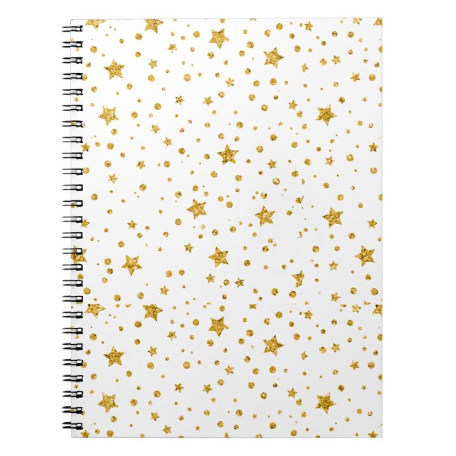 Carnet Étoiles célestes blanches et or modernes (Devant)
