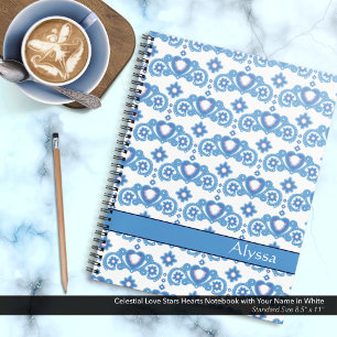 Carnet Étoiles d'amour céleste Nom du coeur Blanc