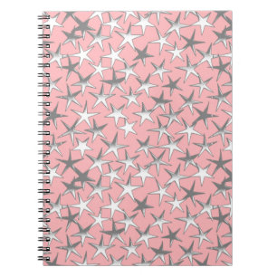 Carnet Étoiles d'argent, sur rose coquille