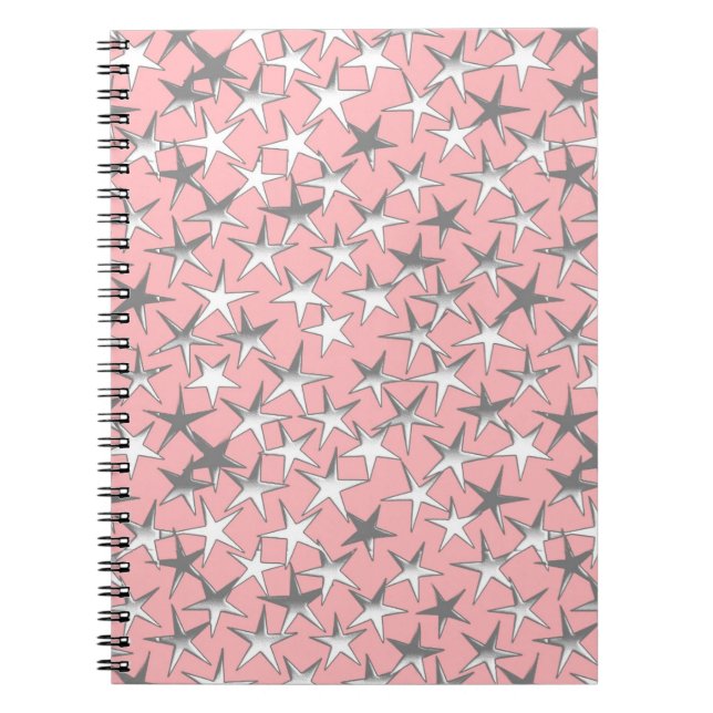 Carnet Étoiles d'argent, sur rose coquille (Devant)