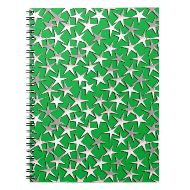 Carnet étoiles d'argent sur vert émeraude (Devant)