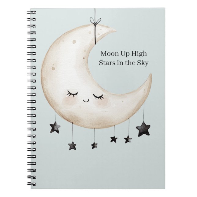 Carnet Étoiles de ciel bleu Lune heureuse Cils (Devant)