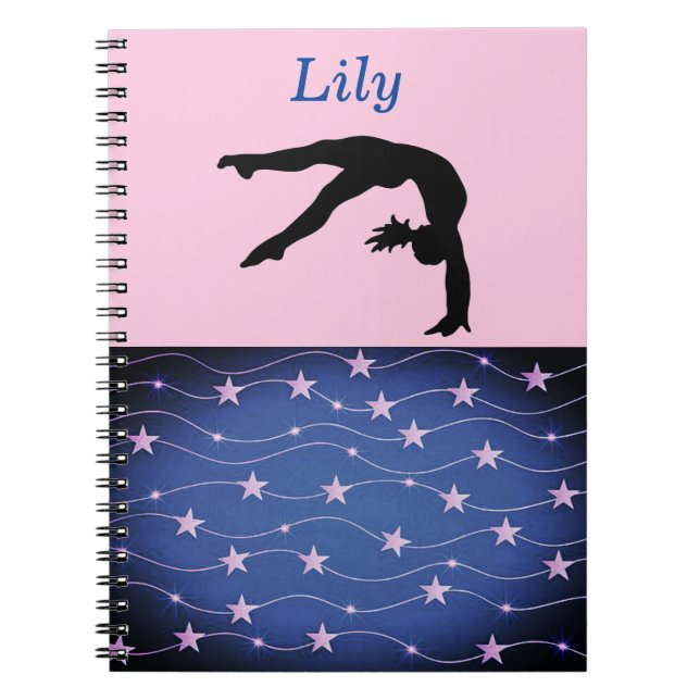 Carnet Étoiles de gymnastique rose et bleu personnalisées (Devant)