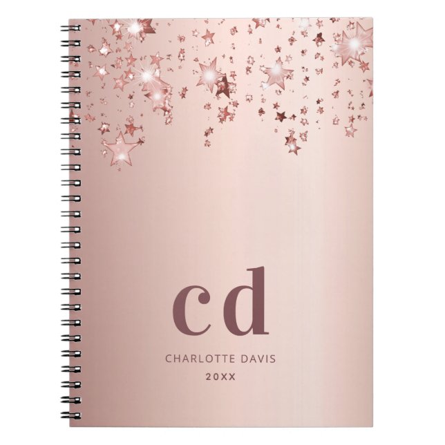 Carnet Étoiles de monogramme en or rose (Devant)
