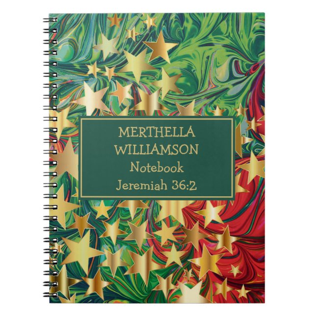 Carnet ÉTOILES DE NOËL colorées Abstraites Personnalisées (Devant)