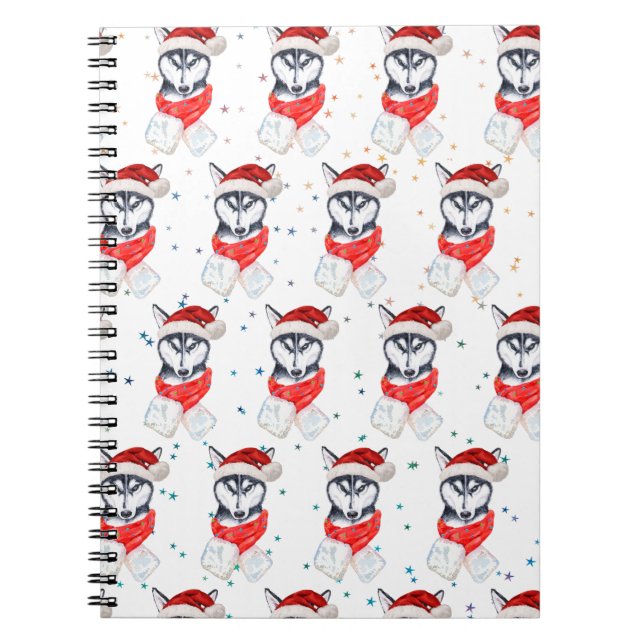 Carnet Étoiles de Noël de la race de chien Husky sibérien (Devant)