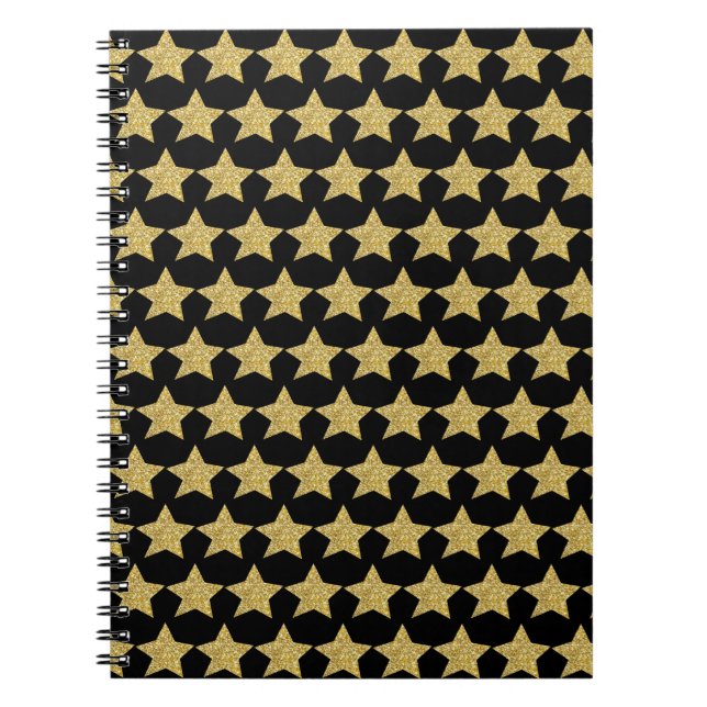 Carnet Etoiles de Parties scintillant d'or Noir (Devant)