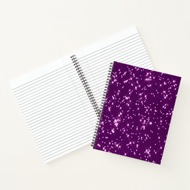 Carnet Étoiles de parties scintillant violette (Intérieur)
