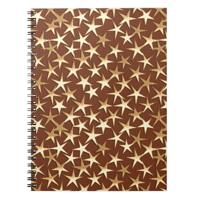 Carnet Étoiles dorées sur fond marron chocolat (Devant)