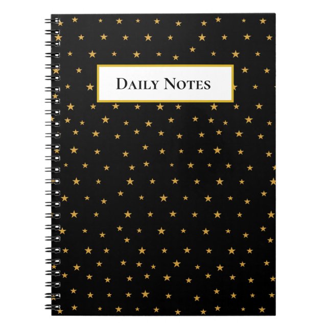Carnet Étoiles dorées sur fond noir (Devant)
