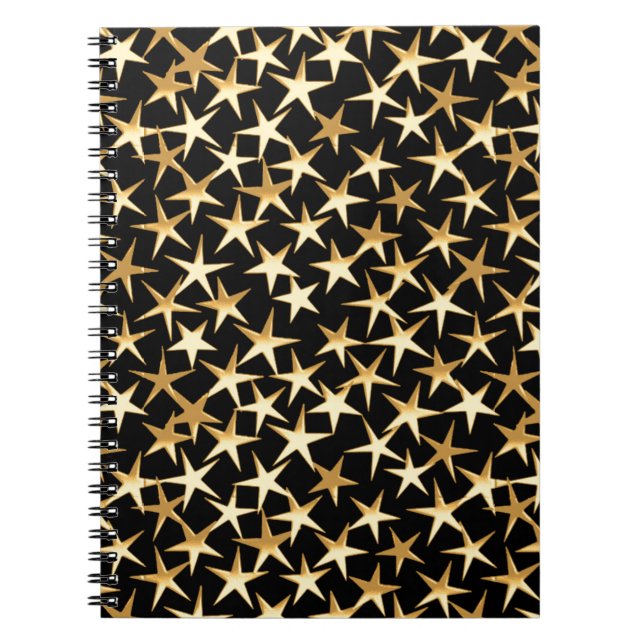 Carnet Étoiles dorées sur fond noir (Devant)