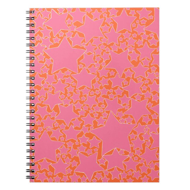 Carnet Étoiles, Étoiles, Étoiles en rose et orange (Devant)