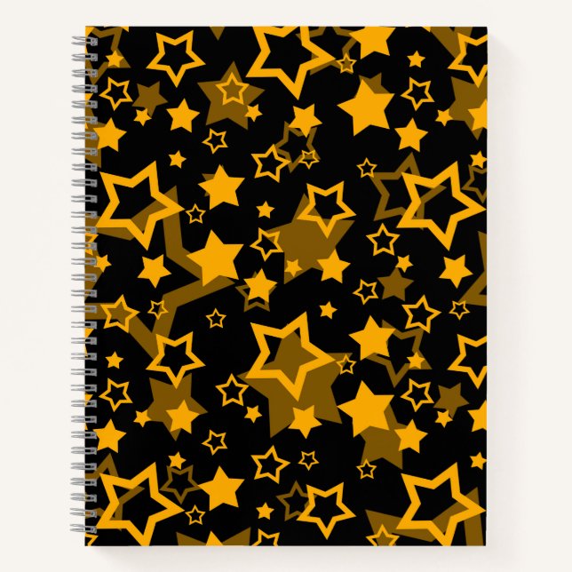 Carnet Étoiles Jaune Doré Pailleté Design  (Devant)