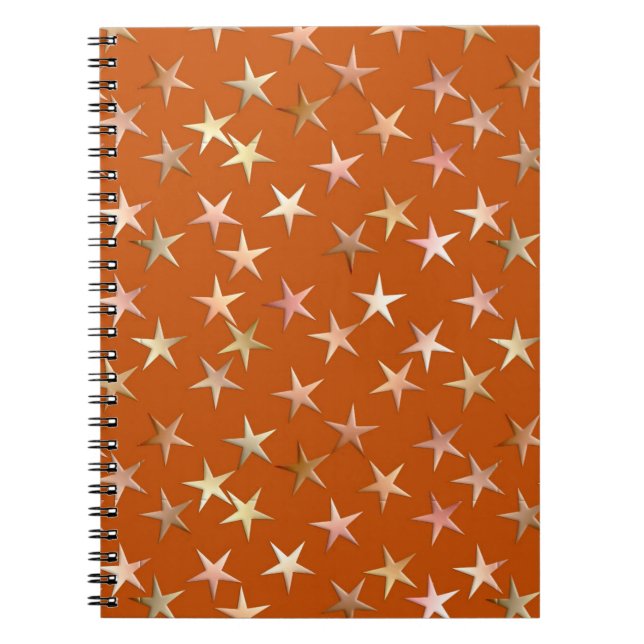 Carnet Étoiles métalliques, tons or pâle et cuivre (Devant)