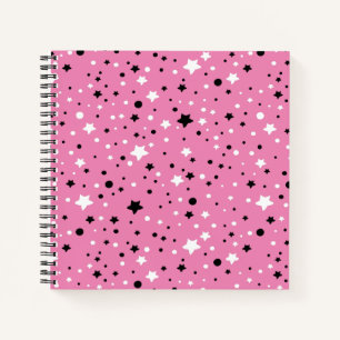 Carnet Étoiles noires et blanches en rose