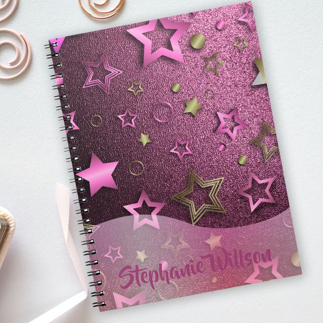 Carnet Étoiles or brillantes de luxe glam chic rose magen (Créateur téléchargé)