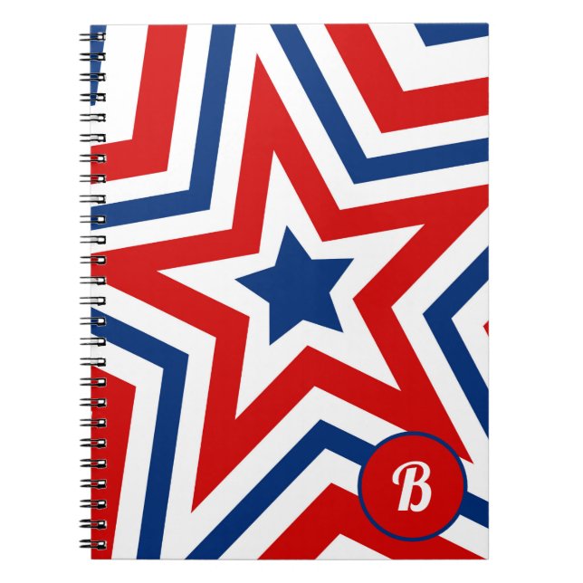 Carnet Étoiles patriotiques rouges blanches et bleues mon (Devant)
