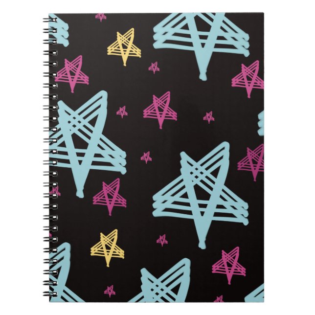 Carnet Étoiles qui se balancent Rose Bleu Noir  (Devant)