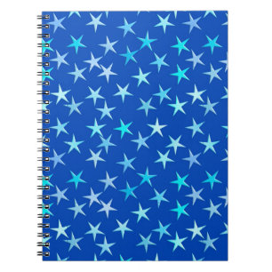 Carnet Étoiles satinées, bleu pâle sur cobalt