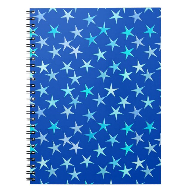 Carnet Étoiles satinées, bleu pâle sur cobalt (Devant)