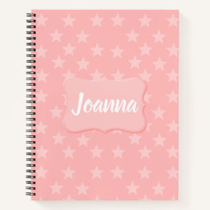 Carnet Étoiles sur Monogramme rose ou nom personnalisé