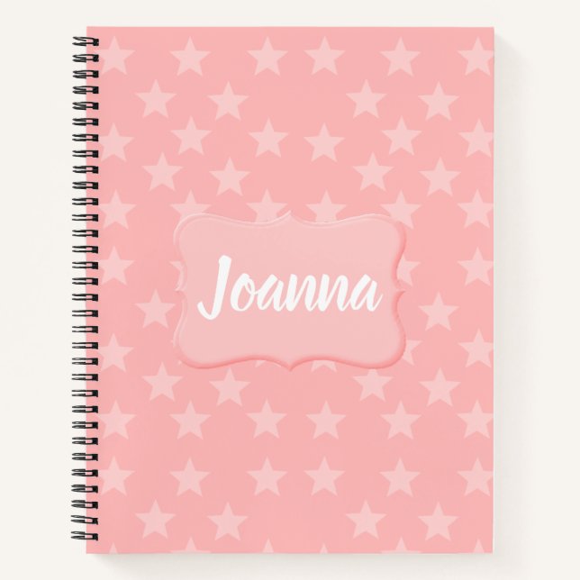 Carnet Étoiles sur Monogramme rose ou nom personnalisé (Devant)