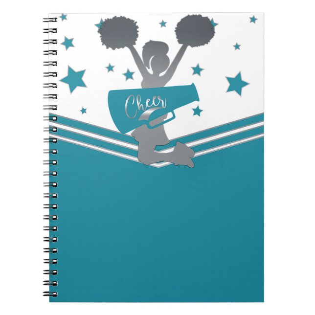 Carnet Étoiles turquoises d'argent blanc Cheer Cheer (Devant)