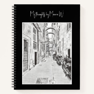 Carnet Étroite rue italienne - crayon noir&blanc