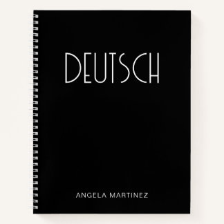 Carnet Étude de la langue allemande rétro noir et blanc