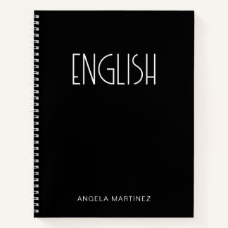 Carnet Étude de la langue anglaise rétro noir et blanc