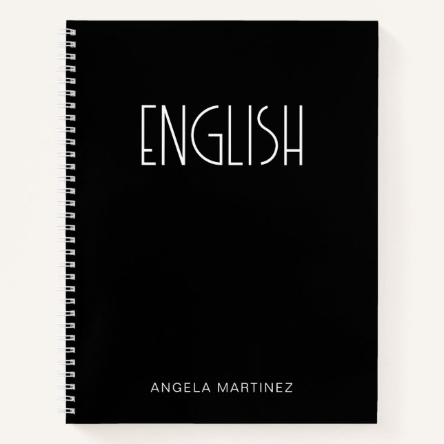 Carnet Étude de la langue anglaise rétro noir et blanc (Devant)