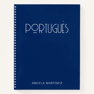 Carnet Étude de la langue portugaise rétro bleu marine
