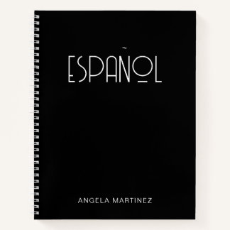 Carnet Étude de langue espagnole rétro noir et blanc