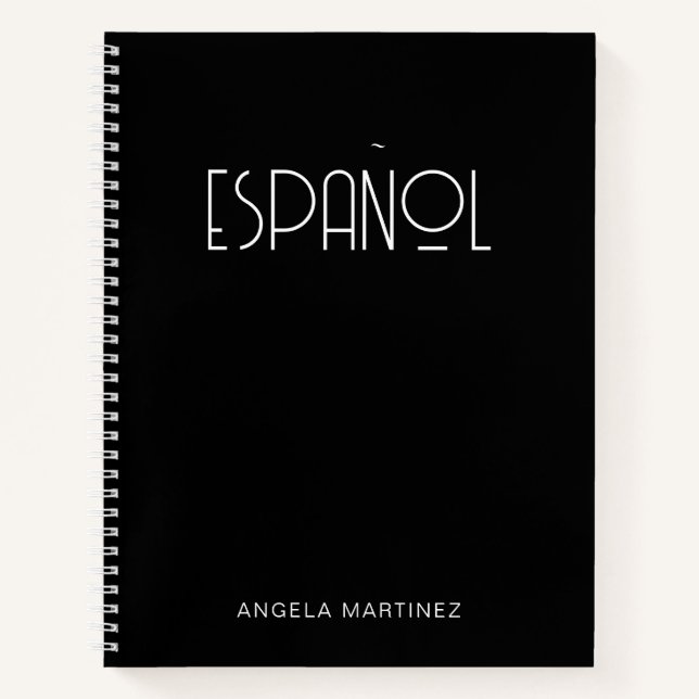 Carnet Étude de langue espagnole rétro noir et blanc (Devant)