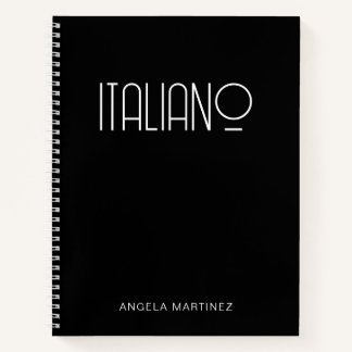 Carnet Étude de langue rétro italien noir et blanc