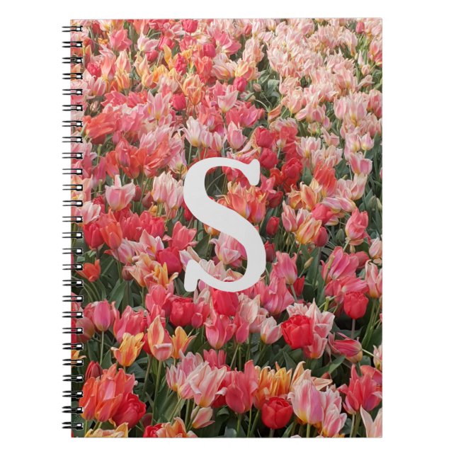 Carnet Étui iPhone Fleur de Tulipe Rose Monogramme (Devant)