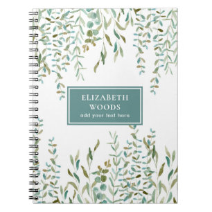 Carnet Eucalyptus Aquarelle Feuilles rustiques Personnali